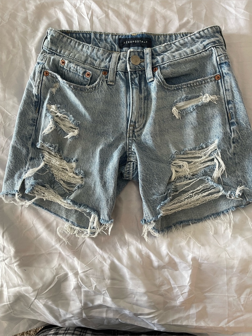 Aéropostale Light Blue Baggy Denim Shorts 6” seam